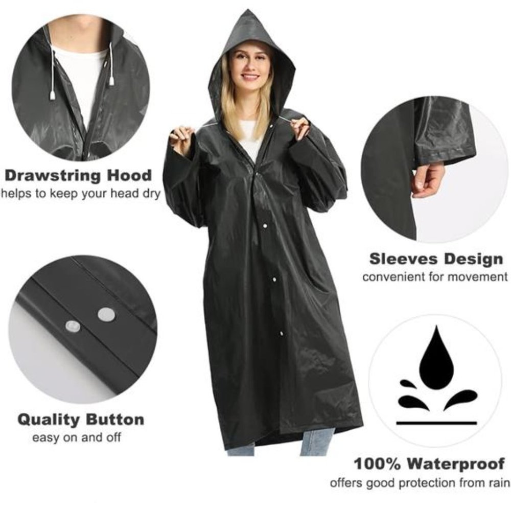 Opret 2 Pack Raincoats for Adults Reusable, EVA Rain Ponchos Lightweight Rain Co